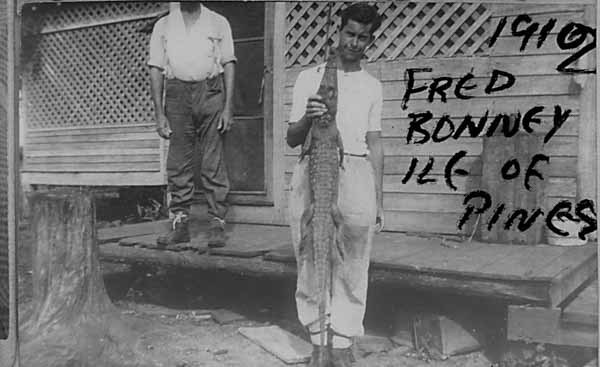 1910-Fred-Bonney-caught-alligator-at-Isle-of-Pines-cuba