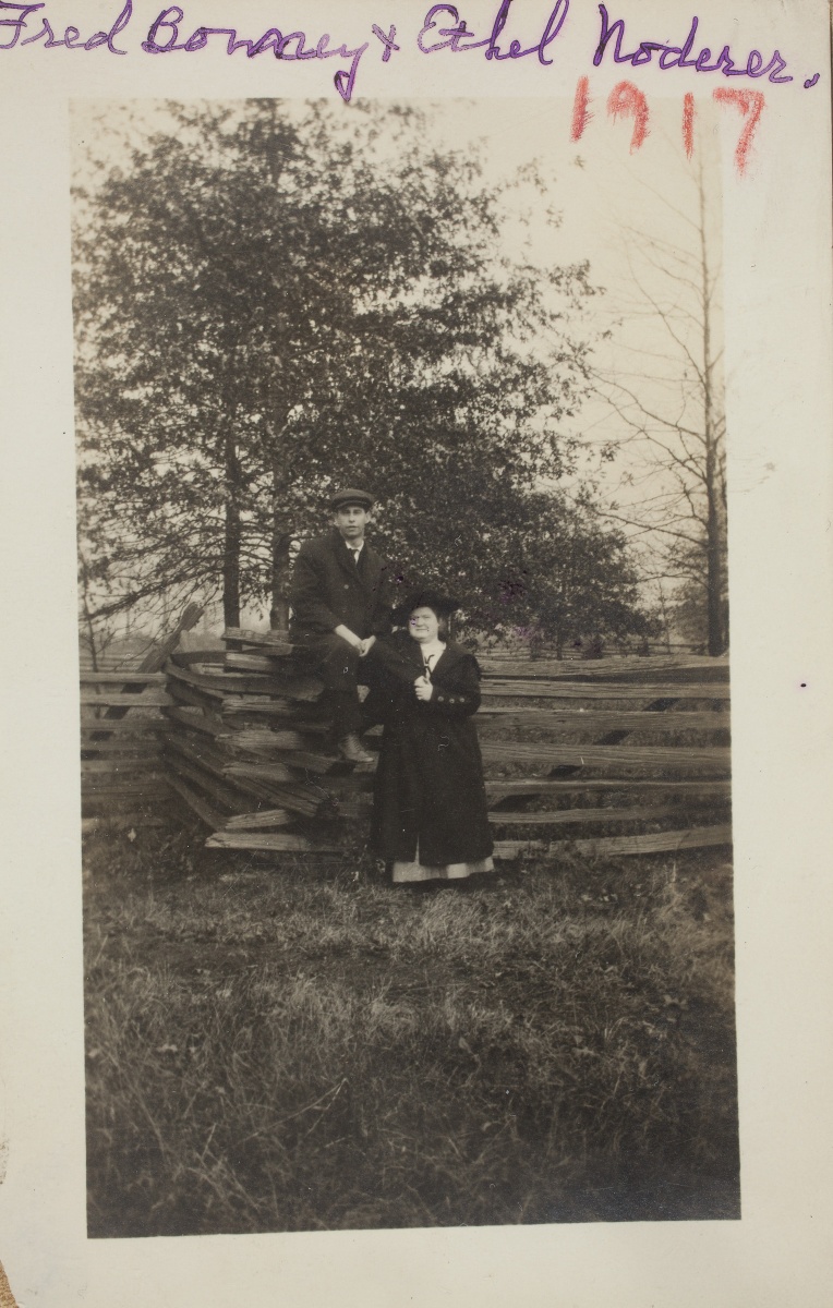 1917 "Fred Bonney & Ethel Noderer. 1917" labeled by Nellie Bonney.